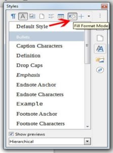 Fill format Mode -Libre office Writer