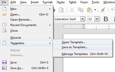 Save a Templates in Libre Writer
