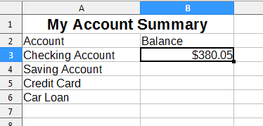 Account Summary Sheet