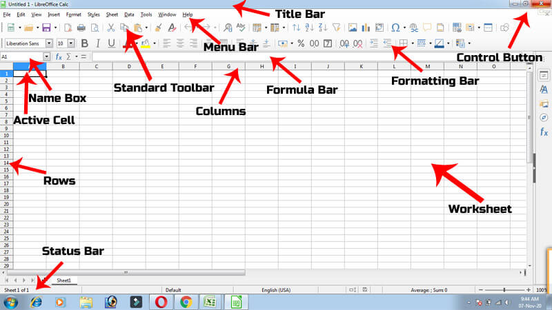 Interface of LibreOffice Calc