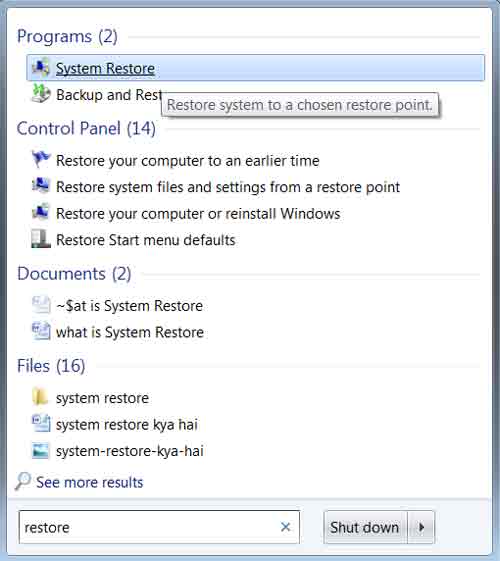 what is system restore point